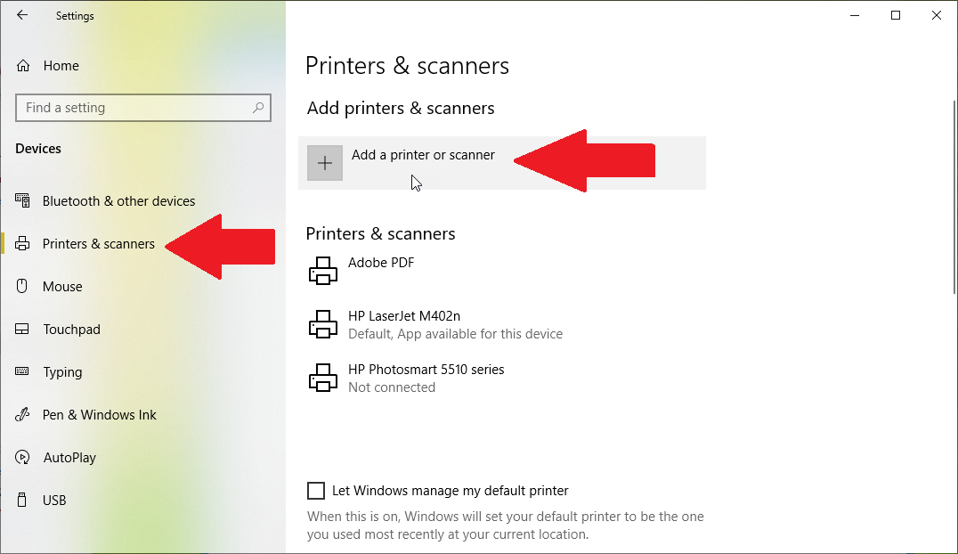 添加打印机在Windows 10