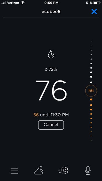Ecobee智能恒温器温度控制